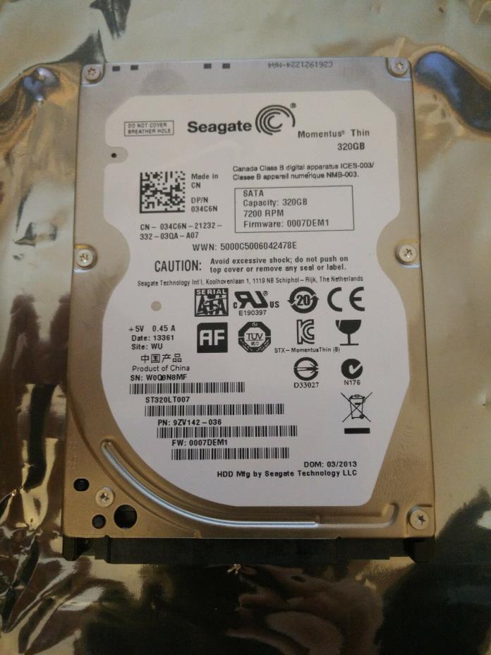 Seagate 320GB ST320LT007 9ZV142-036 0007DEM1 13361 2013 WU CHINA 100654403 REV B