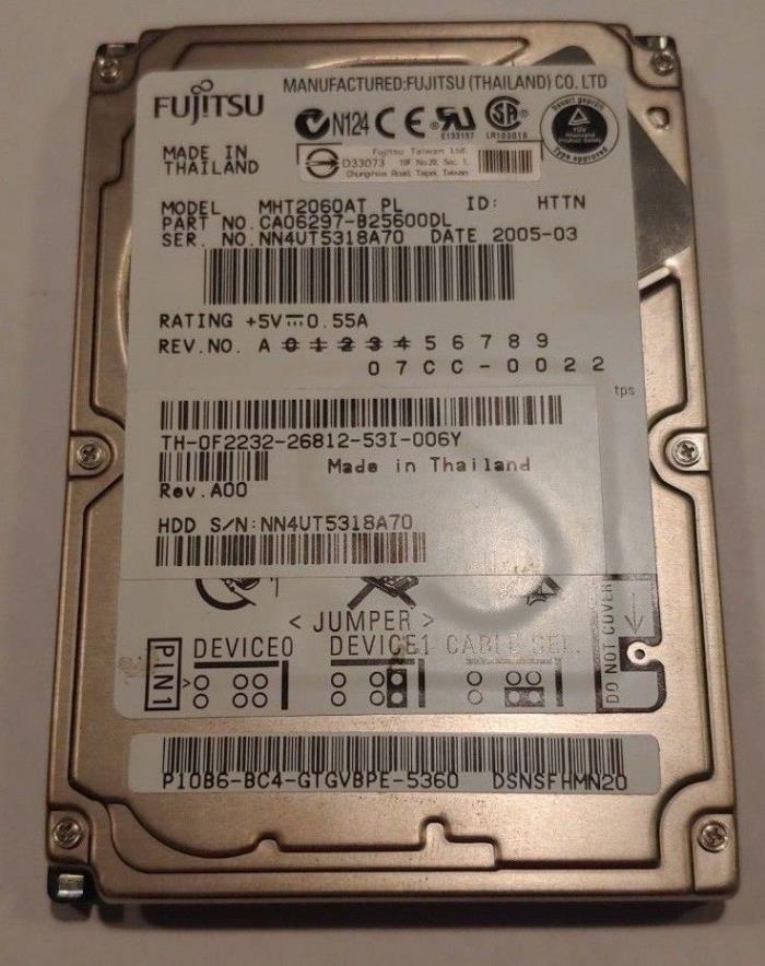 Fujitsu MHT2060AT 60Gb 2.5in ATA-100 Hard Drive