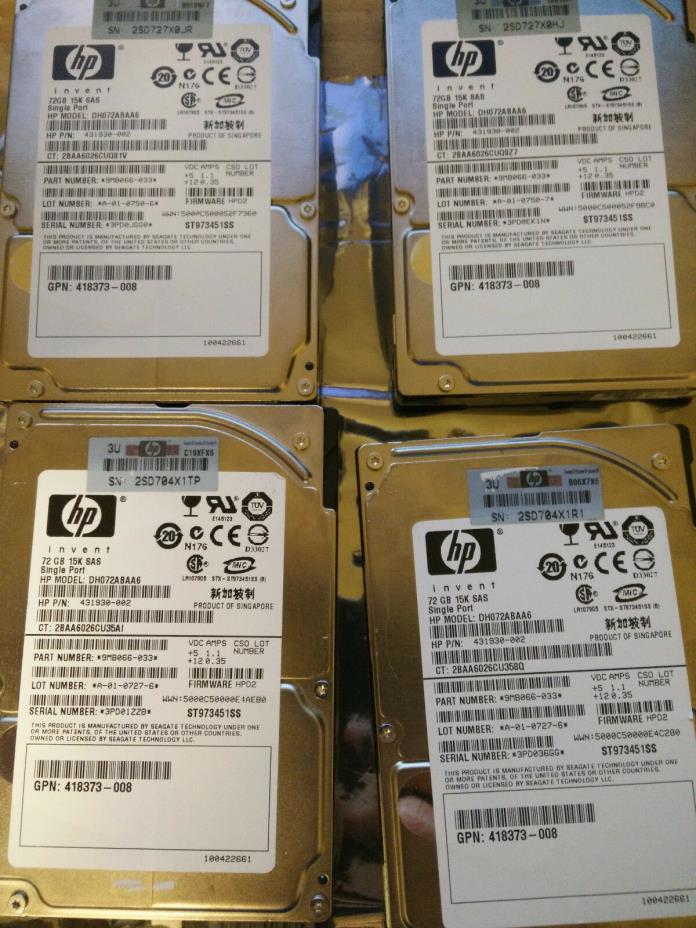 HP 72GB 15K SAS 431930-002 DH072ABAA6 9MB066-033 418373-008 ST973451SS