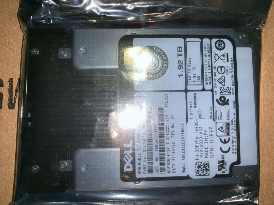 New DELL 1.92TB SSD ENTERPRISE SAS DRIVE 0FYFW TOSHIBA
