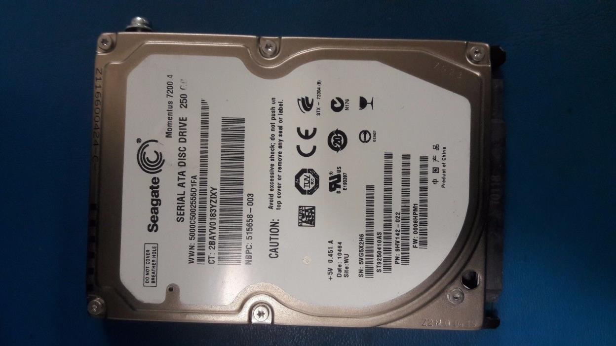 SEAGATE MOMENTUS SERIAL ATA DRIVE 250GB 515658-003 613047-001