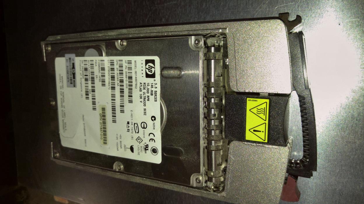 LOT OF SIX(6) HP 147GB U320 10K RPM SCSI HDD'S WITH CADDIES