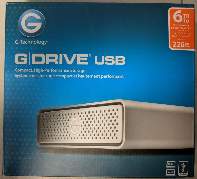 G-Technology 6TB G-DRIVE USB 3.0 Desktop External HDD Silver (0G03674) #EB9449