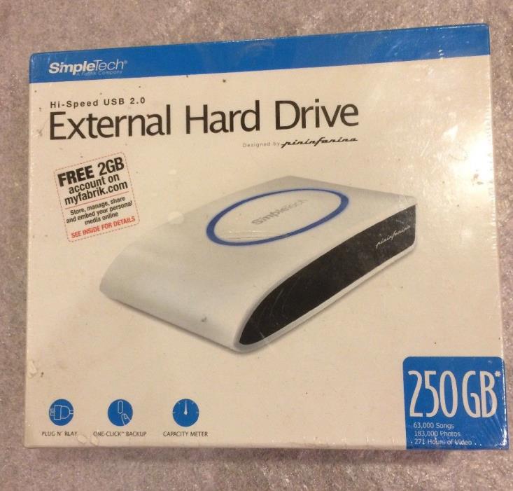 SimpleTech 250GB USB 2.0 External Hard Drive by Pininfarina - Sealed