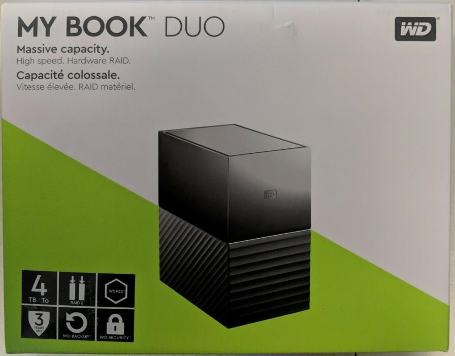 WD 4TB My Book Duo Desktop RAID External HDD USB 3.1 (WDBFBE0040JBK) #EB8763-64