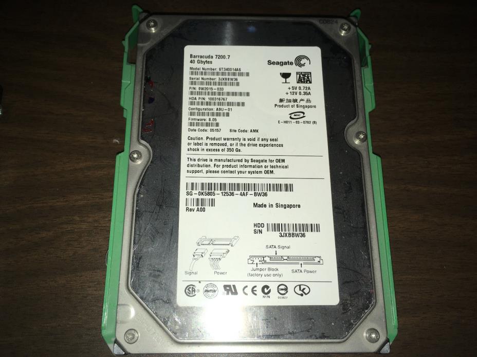 Seagate Barracuda ST340014A 40GB HDD 7200.7 RPM, 30 DAY MONEY BACK IF DEFECTIVE