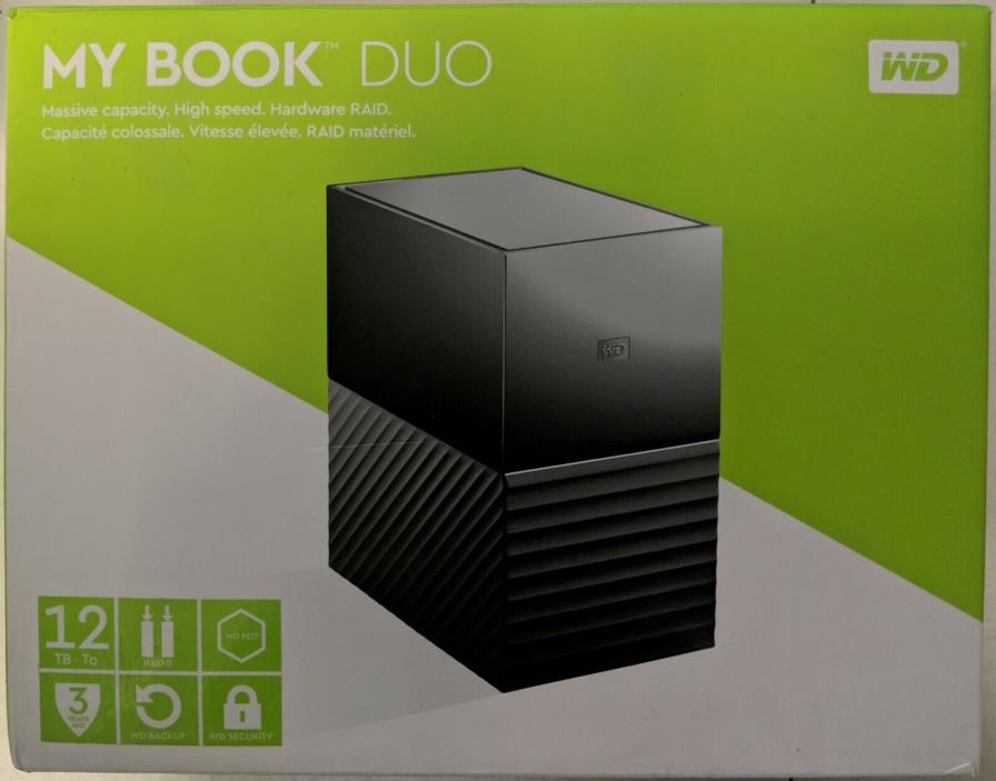 WD 12TB My Book Duo Desktop RAID External HDD USB 3.1 (WDBFBE0120JBK) #EB8765