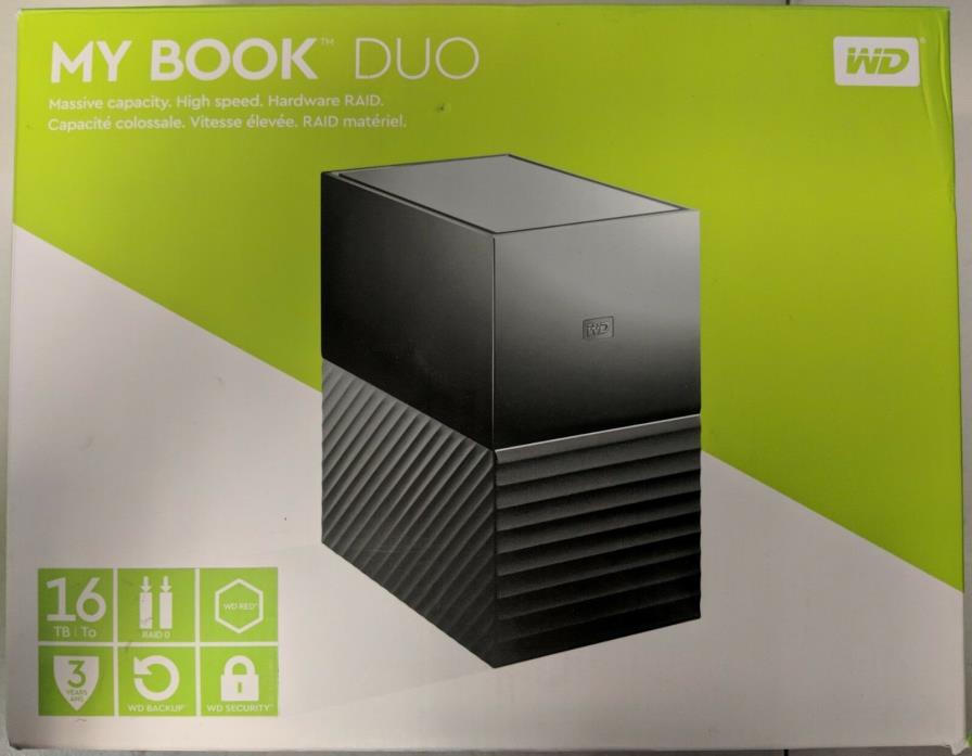 WD 16TB My Book Duo Desktop RAID External HDD USB 3.1 (WDBFBE0160JBK) #EB8755