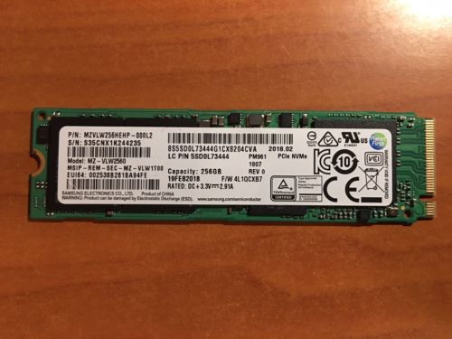 Samsung PM961 SSD Nvme PciE (OEM Evo 960) MZ-VLW2560 M.2