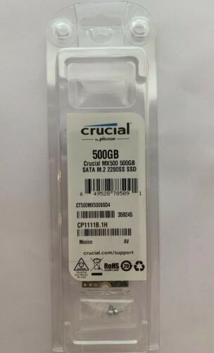 Crucial MX500 500GB 3D NAND TLC M.2 2280 SATA SSD Solid State CT500MX500SSD4