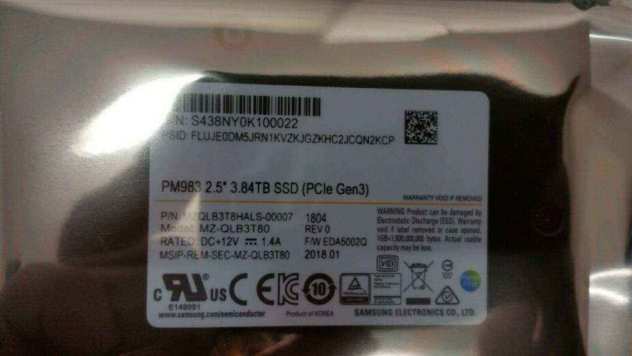 Samsung PM983 3.84TB U.2 M.2 NVMe SSD 4TB