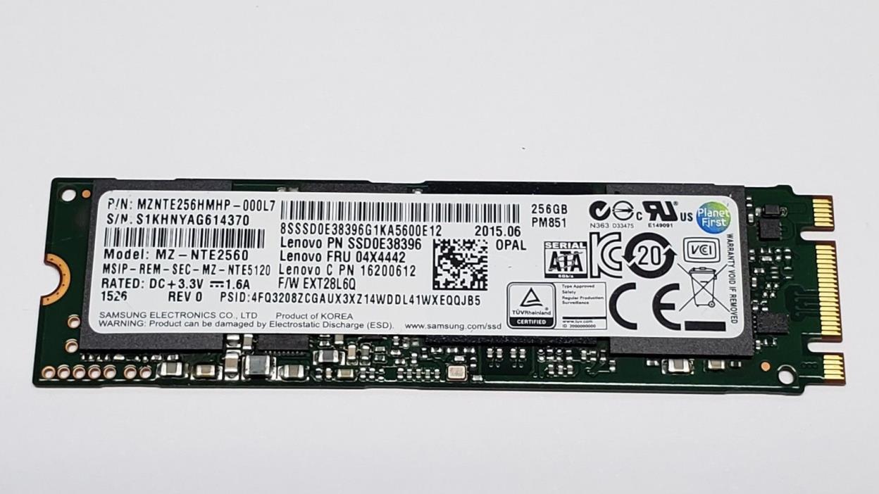 Samsung 256GB SSD Drive MZNTE256HMHP-000L7 04X4442 for Lenovo ThinkPad X1 Carbon