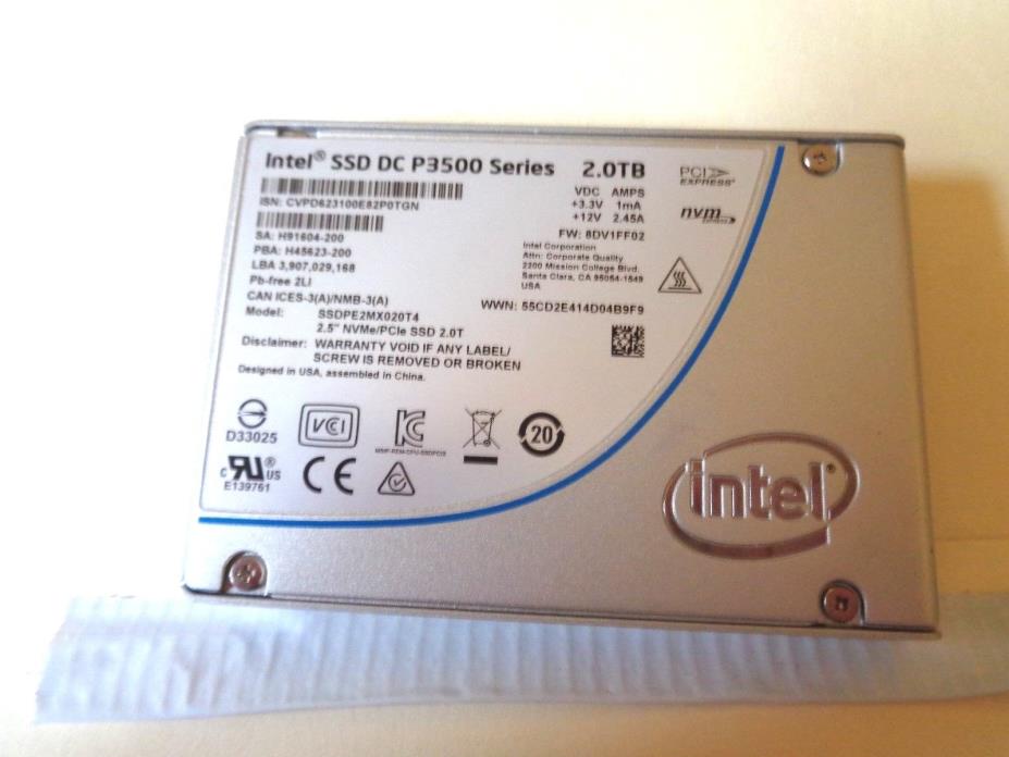 Intel 2TB DC P3500 Series SSD NVMe PCIe U.2 Form Factor -  2.5”   SSDPE2MX020T4