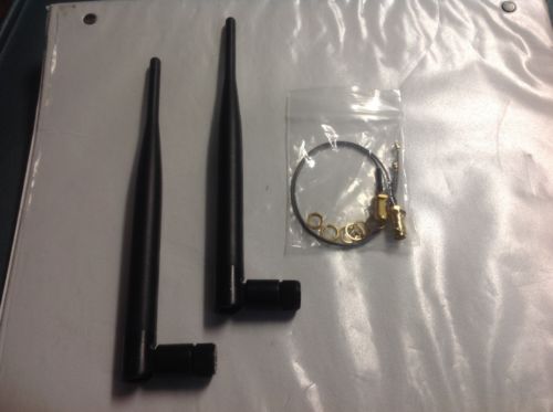 DANUC 2 x 6dBi 2.4GHz 5GHz Dual Band WiFi RP-SMA Antenna + 2 x 20cm U.fl/IPEX