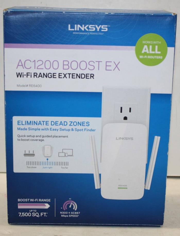 Linksys AC1200 RE6400 Boost EX Wi-Fi Range Extender - New Opened Box