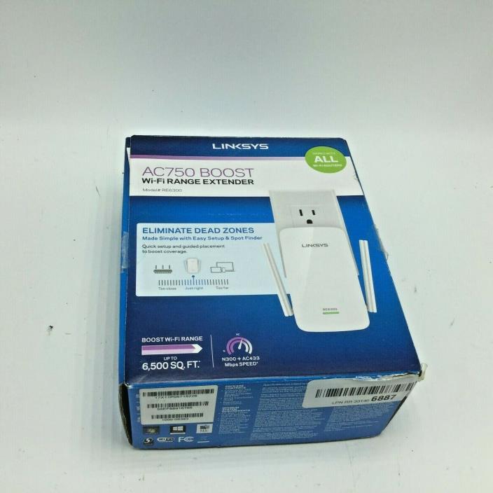 Linksys RE6300 AC750 Boost Booster Wi-Fi Range Extender Dual Band. Used