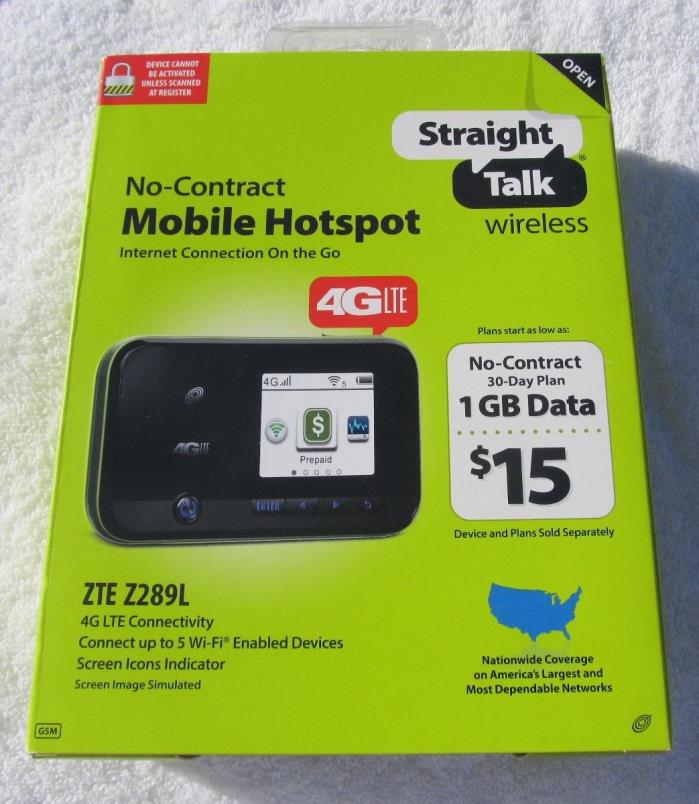 New Straight Talk ZTE Z289L Mobile Wifi Hotspot Broadband 4G LTE - 616960084747