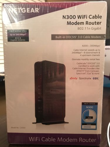 Netgear NETGEAR N300 (8x4) WiFi DOCSIS 3.0 Cable Modem Router (C3000) NIB