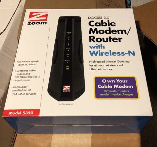 Zoom DOCSIS 3.0 Cable Modem/Router Wireless-N Model 5350 original packaging