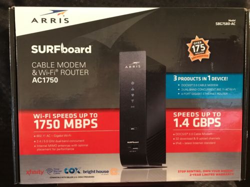ARRIS Surfboard SBG7580-AC Cable Modem & Wi-Fi Router AC1750 NEW IN SEALED BOX!