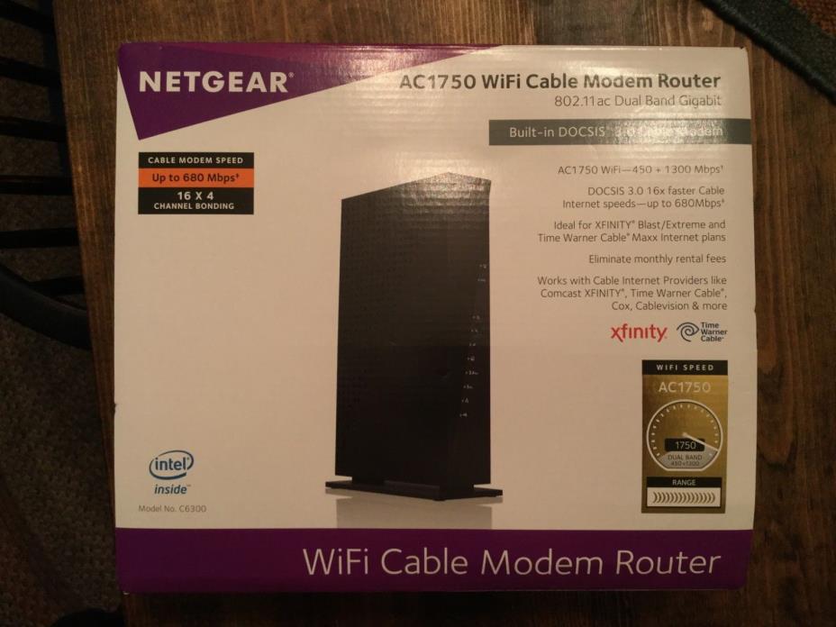 Netgear AC1750 C6300-100NAS 3.0 WiFi Cable Modem Router Combo NEW