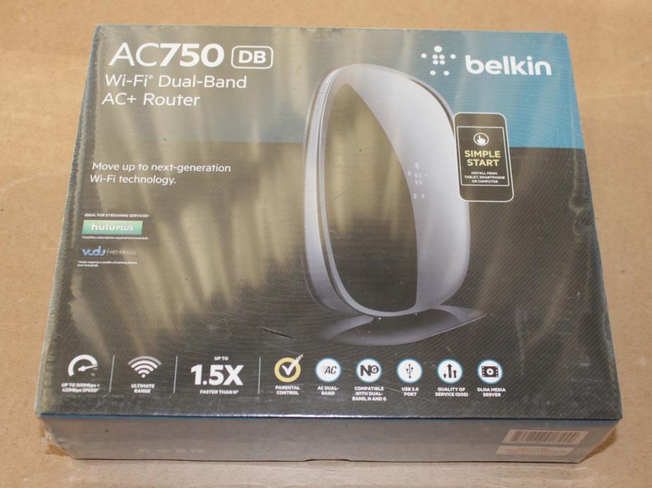 Belkin AC750DB Dual-Band WiFi Wireless Router F9K1116 New and Factory Sealed