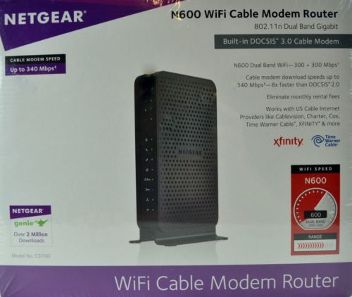 Netgear N600 WiFi Cable Modem Router (C3700-100NAS)