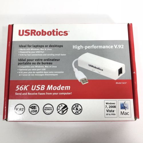 USRobotics 56K USB Modem High Performance V.92  USR5637 Fax 5637 US Robotics