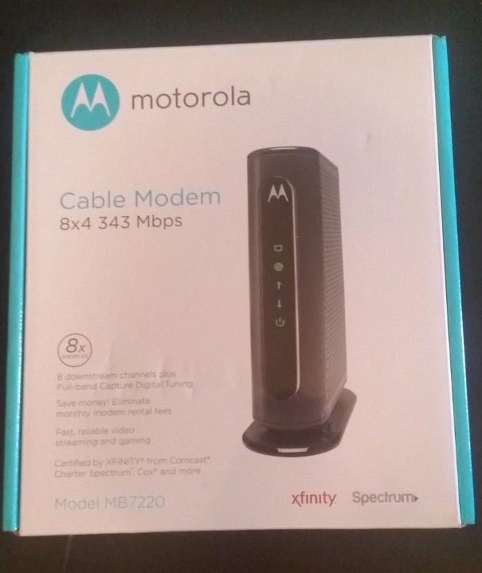 Motorola MB7220 8x4 Cable Modem 343 Mbps DOCSIS 3.0 New in box