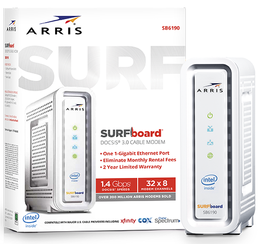 ARRIS Surfboard Sb6190 Gigabit DOCSIS 3.0 32x8 Internet Computer Cable Modem