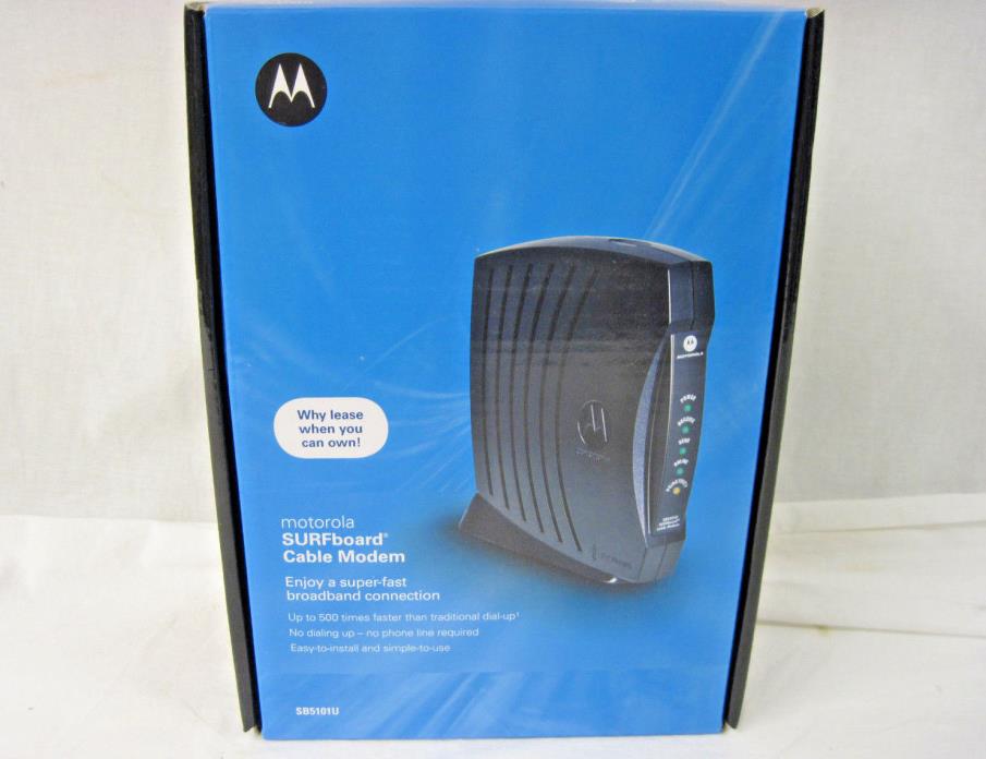Motorola SB5101U SURFboard Cable Modem Ethernet USB Cables Power Adapter CD-ROM