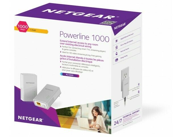 Netgear Powerline 1000 Mbps PL1000-100PAS Ethernet Extender - C2