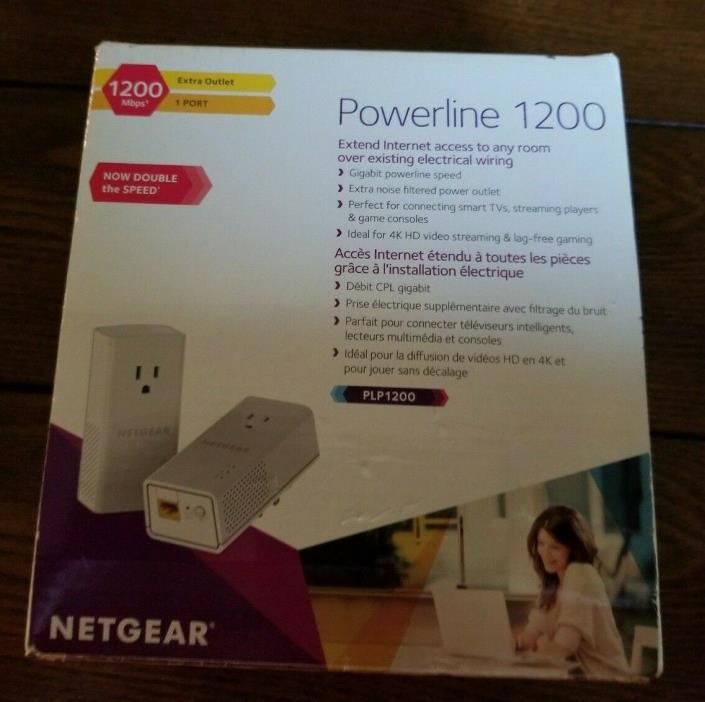 Set of 2 NETGEAR PowerLINE 1200 Mbps  Extra Outlets & Cords Excellent USED Cond