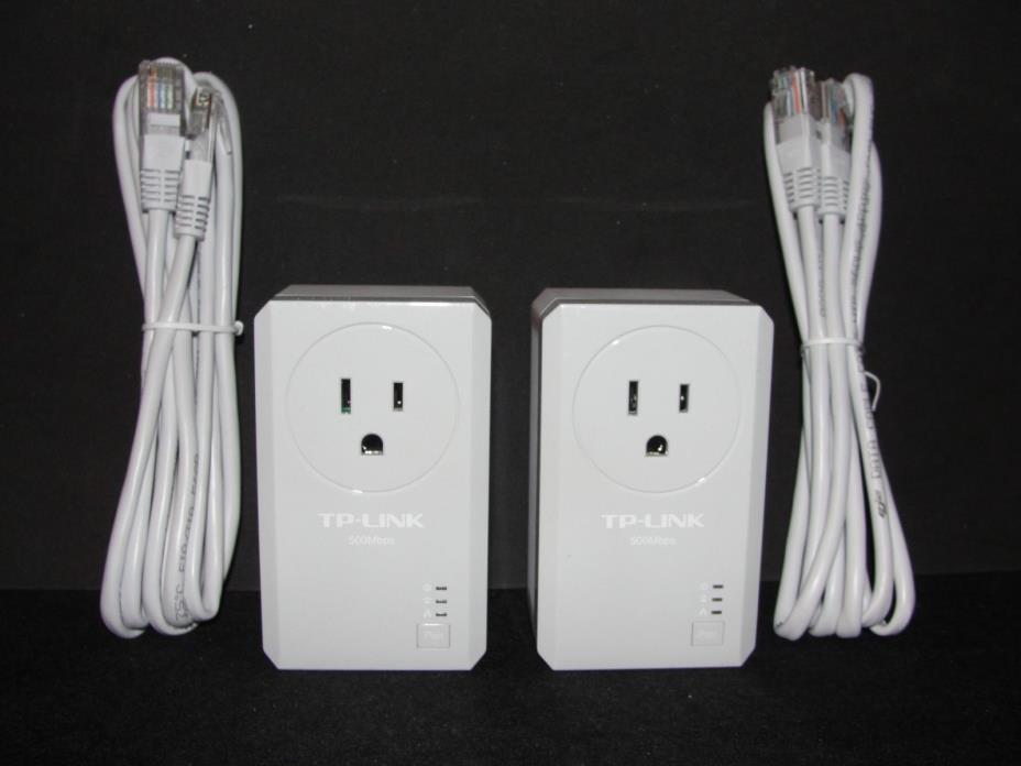 Set of 2 TP-LINK AV500 2-port Passthrough Powerline Adapter TL-PA4020P w/ Cables