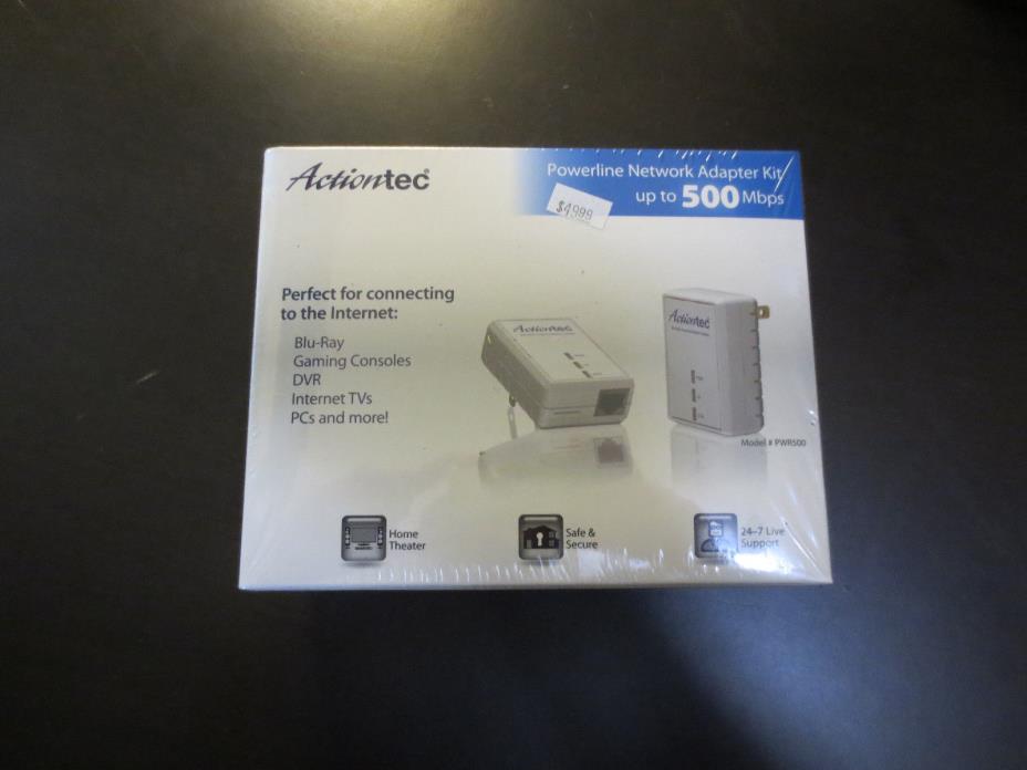 Actiontec PWR500 500mbps Powerline Network Adapter Kit  Brand New / Sealed