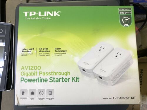 TP-Link AV1200 Gigabit Passthrough powerline Starter Kit TL-PA8010P NEW in Box!
