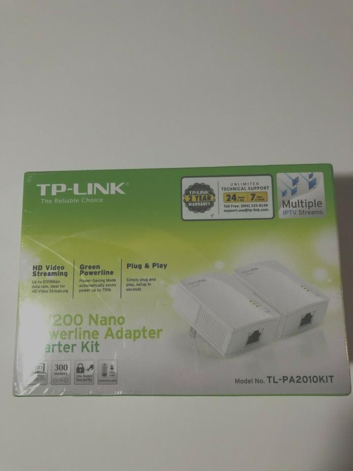 TP-Link AV200 Nano Powerline Adapter TL-PA2010KIT Starter Kit Sealed