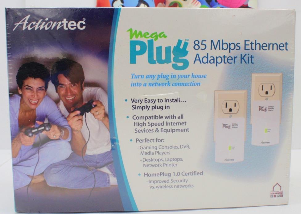 Actiontec MegaPlug 85 Mbps Powerline Ethernet AC Wall Adapter Kit (Set of 2)