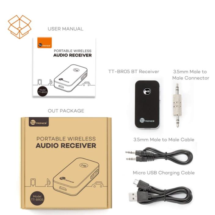 TaoTronics Bluetooth Receiver/Car Kit, Portable Wireless Audio Adapter 3.5mm Aux
