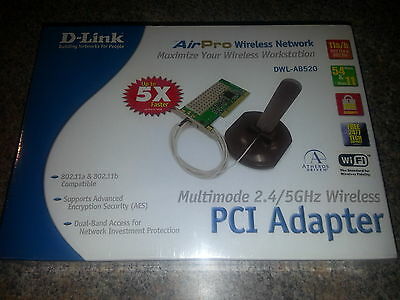D-Link AirPro Wireless Network DWL-AB520 - Multimode 2.4/5 GHz PCI Adapter NEW