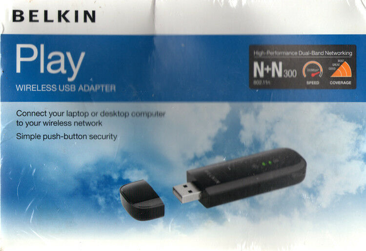 Belkin Play Wireless USB Adapter Dual Band Networking F7D4101 *NEW* (wifi wi-fi)