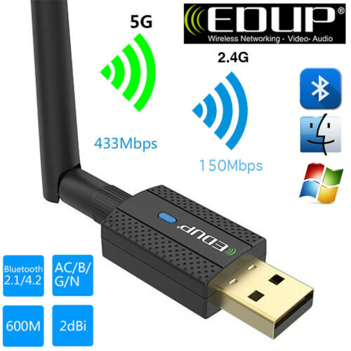 EDUP 2.4G Network WiFi Dual Band 5.8G 2 in 1 Wireless 600Mbps Adapter 600M