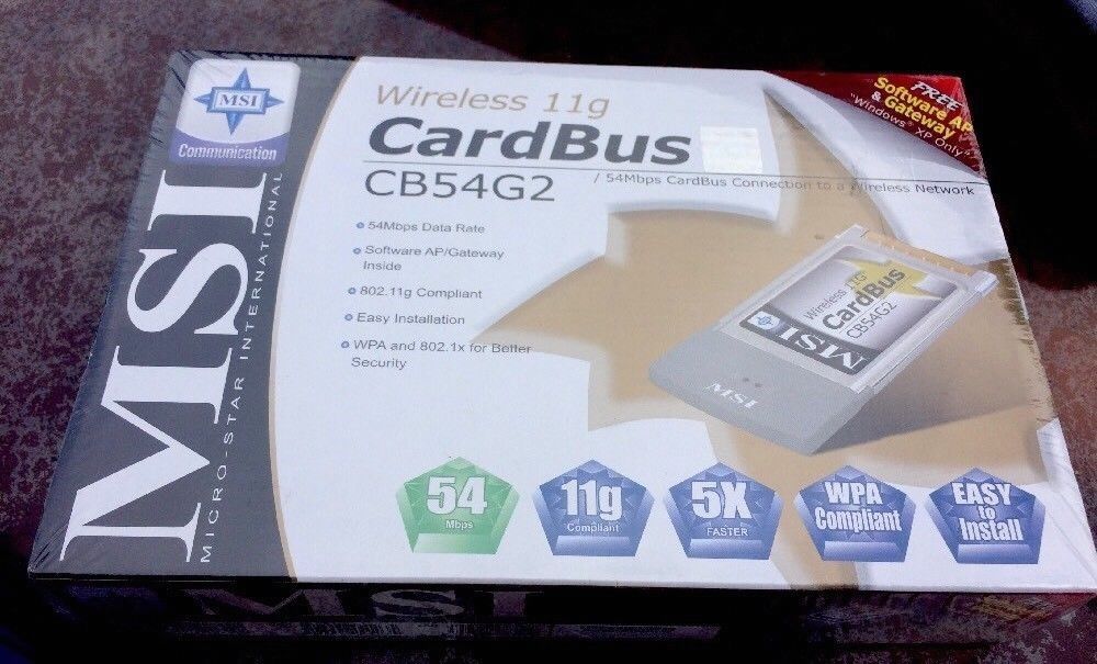 Sealed Pkg MSI PC54g2 Wireless 11g PCI Card Bus Sealed Windows XP WPA