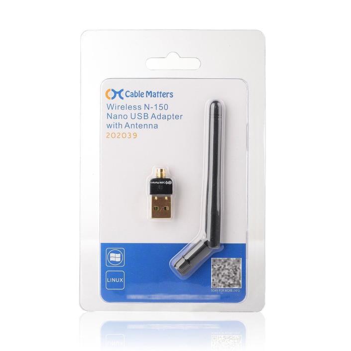 Cable Matters Wireless N150 Nano USB Adapter with Antenna 202039