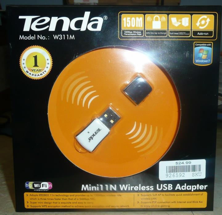 NEW Tenda W311M Mini 11N Wireless N USB Adapter 802.11B/G/N Compatible