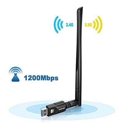 Inamax USB Wifi Adapter 1200 Mbps USB 3.0 Wireless Network Wifi Dongle 5dBi In