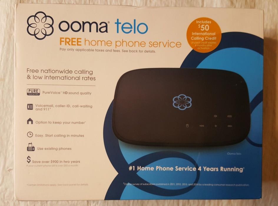 New Ooma Telo VoIP Home Phone Service Built-in DECT 6.0 PureVoice HD Sound Black