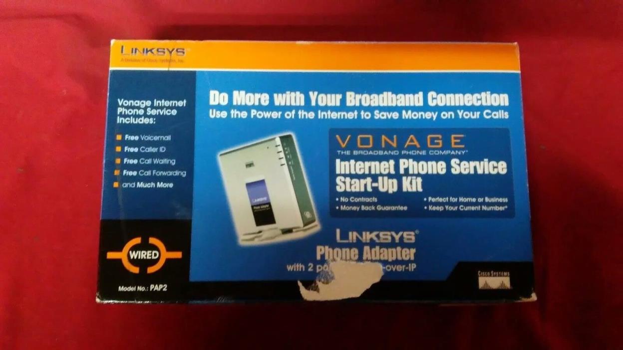 Linksys PAP2 Vonage Start Up Kit, VOIP Phone Adapter 2 Port                  A1