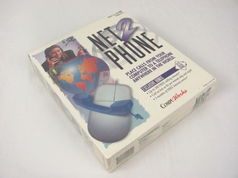 NOS 1997 Net2Phone Vintage Software Windows 95/3.1 Cd-Rom by CompuWorks Sealed