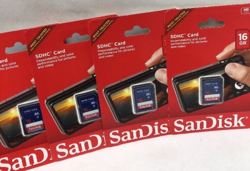 Sandisk SDHC Card 16GB HD Video #SDSDB-016G-A (Lot Of 4)